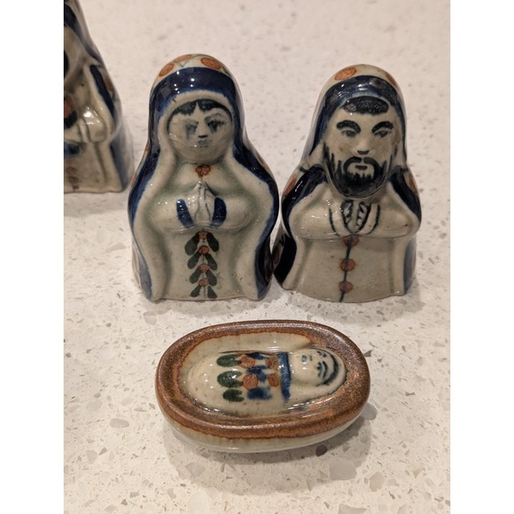 Mexican Tonala Pottery Folk Art Nativity Set Christmas Mexico - Set Of 11 Pieces - Picture 2 of 16